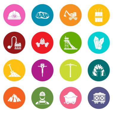 Çok renkli madenci Icons set