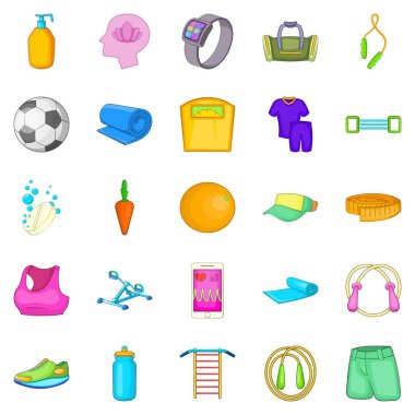 Genel spor salonu Icons set, karikatür tarzı