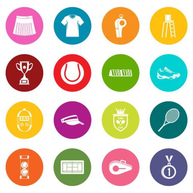 Çok renkli tenis Icons set