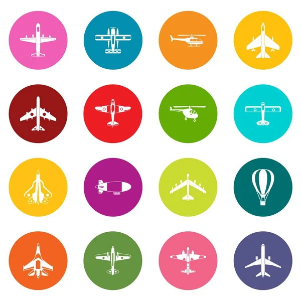 Αεροπορίας εικόνες πολλά χρώματα — Διανυσματικό Αρχείο