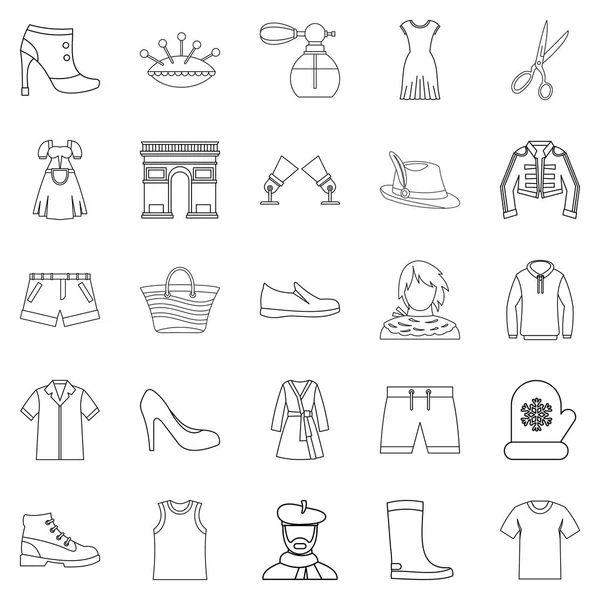Underlinen icons set, outline style — Stock Vector