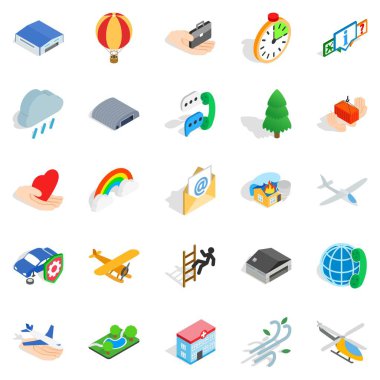 Işık Havacılık Icons set, izometrik stili