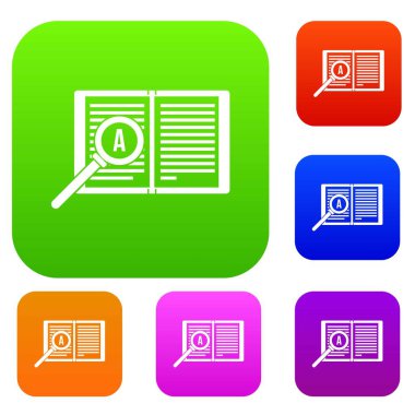 Büyüteç Camı açık kitap üzerine koleksiyonu ayarla