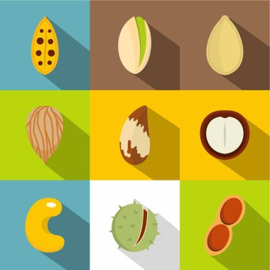 Fındık simgeler ayarla, stil düz