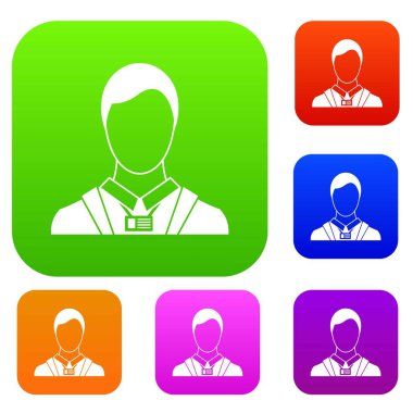 Kimlik adı kartı ile işadamı koleksiyonu ayarla