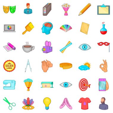 Sanat Atölyesi Icons set, karikatür tarzı