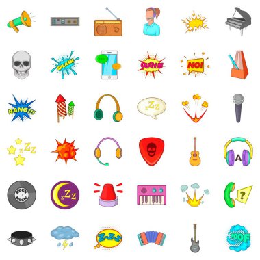 Müzik Icons set, karikatür tarzı
