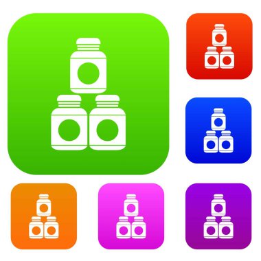 Sport nutrition containers set collection clipart