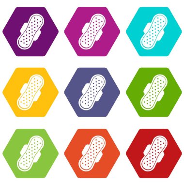 Renk altı yüzlü Sıhhi Peçete Icon set