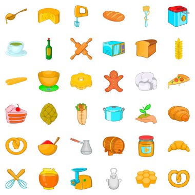 Ekmek evi Icons set, karikatür tarzı