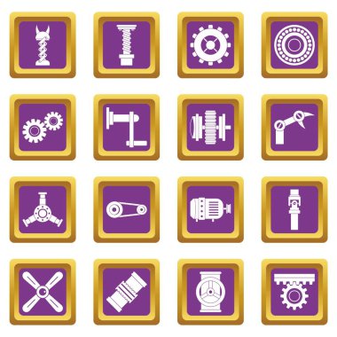 Techno mekanizmaları kit simgeler mor ayarla