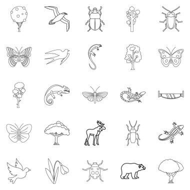 Ağacı Icons set, anahat tarzı gibi