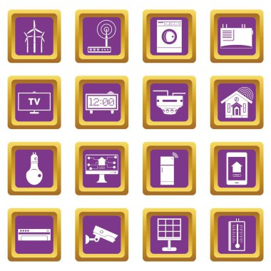 Akıllı ev simgeler mor ayarla