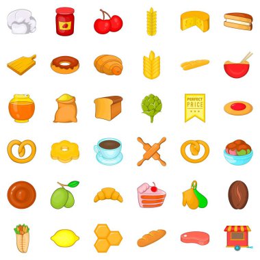 Mutfak Icons set, karikatür tarzı