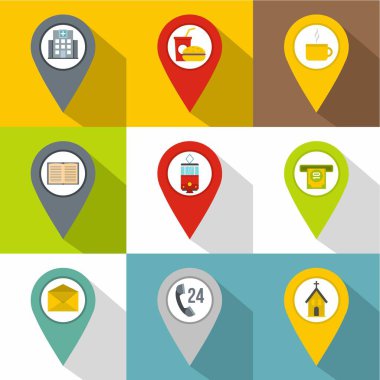 Etiketleri simgeler kümesi. Düz ayarlamak için web uzun gölge ile 9 etiketler vektör simgeler