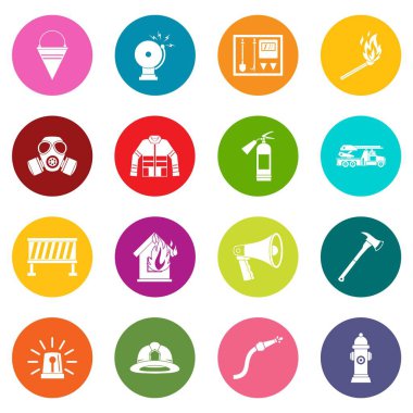 Çok renkli itfaiyeci araçları Icons set