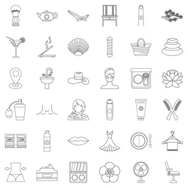 Kozmetik Icons set, anahat stili