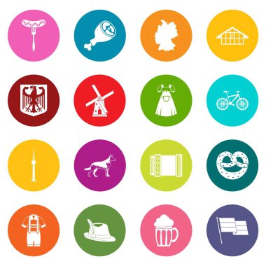 Çok renkli Almanya Icons set
