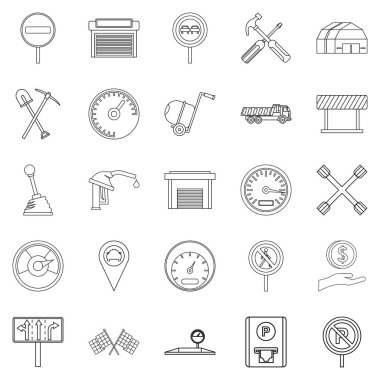 Kiralık kasa Icons set, anahat stili