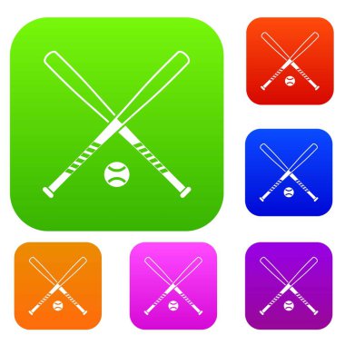 Çapraz beyzbol sopaları ve topu koleksiyonu ayarla