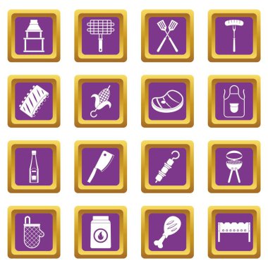 Barbekü gıda simgeler mor ayarla