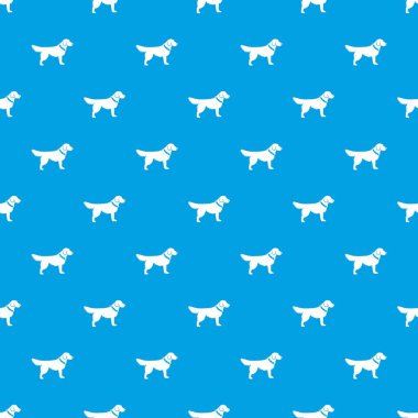 Köpek modeli herhangi bir tasarım için mavi renkte sorunsuz tekrarlamak. Vektör geometrik çizim