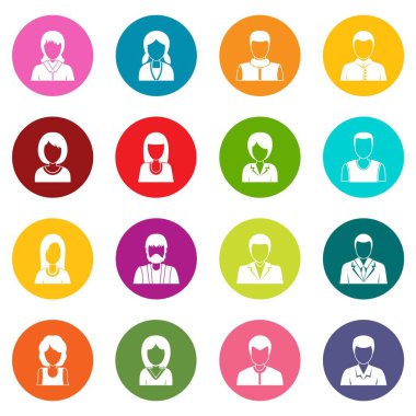 Çok renkli Infographic tasarım bölümleri Icons set