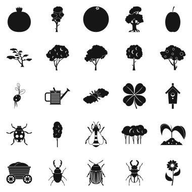 Yeşil yem Icons set, basit tarzı