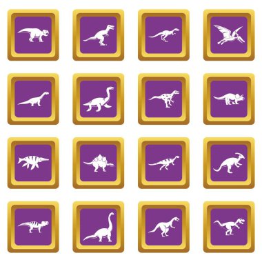 Mor dinozor Icons set