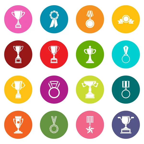Trofeo iconos muchos colores conjunto — Archivo Imágenes Vectoriales