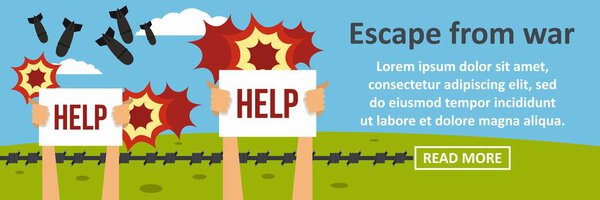 Escape from war banner horizontal concept