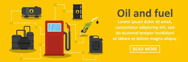 Concepto horizontal de bandera de aceite y combustible — Vector de stock