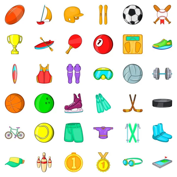 Conjunto de iconos deportivos, estilo de dibujos animados — Vector de stock