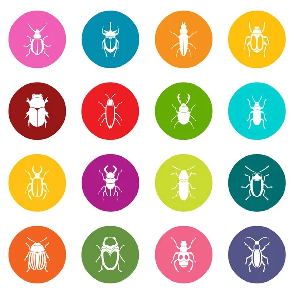 Bugs Symbole viele Farben gesetzt — Stockvektor