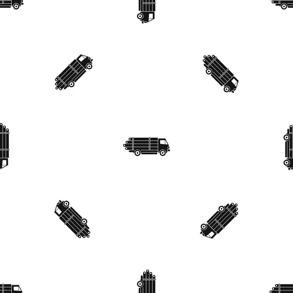 Συνδεθείτε truck με το σωρό των κορμών μοτίβο απρόσκοπτη μαύρο — Διανυσματικό Αρχείο