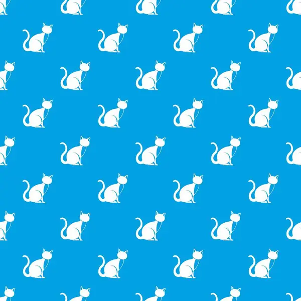Preto gato padrão sem costura azul —  Vetores de Stock