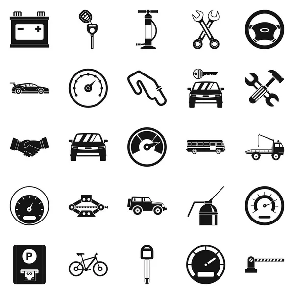 Conjunto de ícones de estacionamento de carro, estilo simples — Vetor de Stock