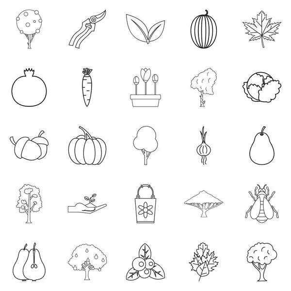 Gdn icons set, outline style — Stock Vector