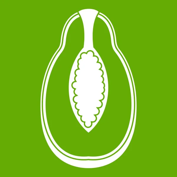 Icône Fruits Papaye Blanche Isolée Sur Fond Vert Illustration Vectorielle — Image vectorielle