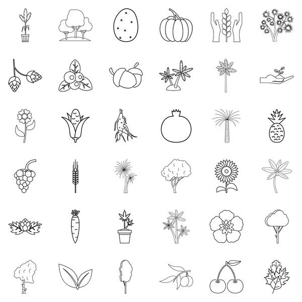 Conjunto de iconos de bayas, estilo de contorno — Vector de stock