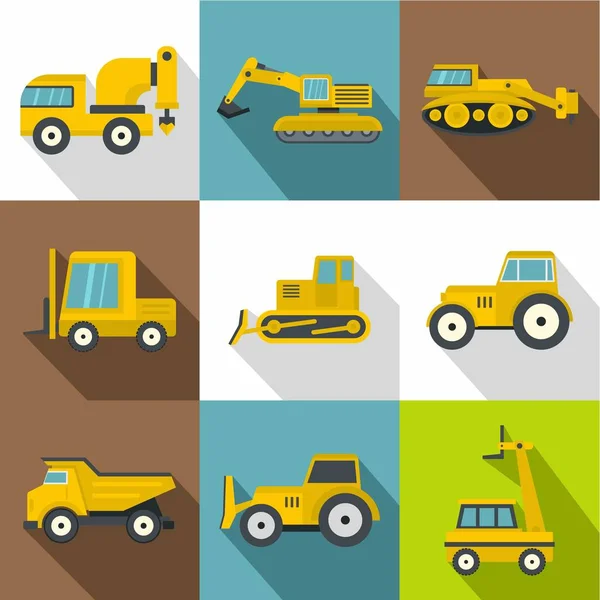 Différentes icônes de machines de construction — Image vectorielle