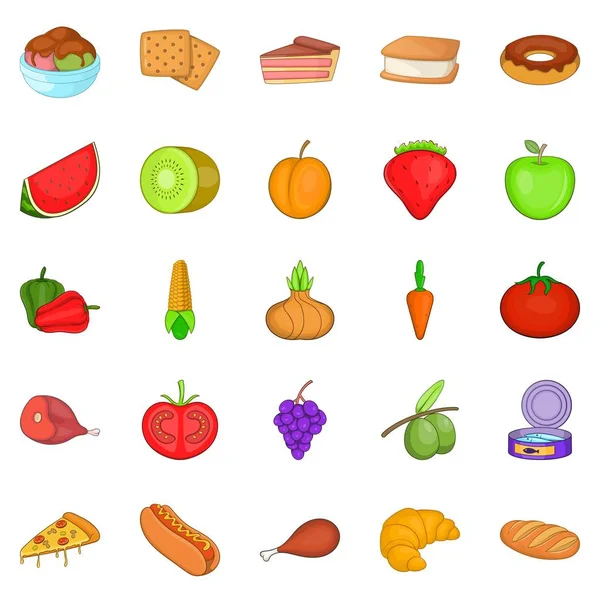 Hot dog icons set, cartoon style — Stock Vector