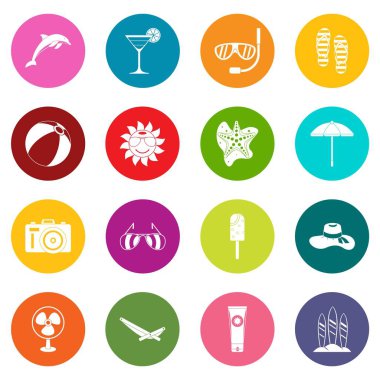 Çok renkli yaz dinlenme Icons set