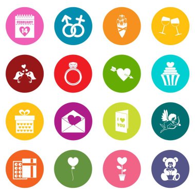 Çok renkli Saint Valentine Icons set