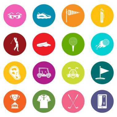 Çok renkli Golf öğeleri Icons set