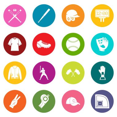 Çok renkli beyzbol Icons set