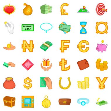 Icons set ödeme, karikatür tarzı