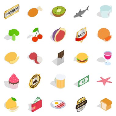 Greengrocery Icons set, izometrik stili