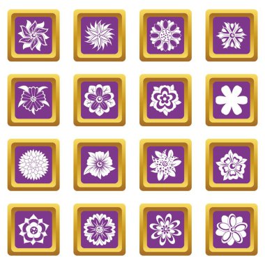 Değişik çiçek simgeleri mor ayarla