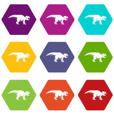 Renk altı yüzlü ceratops dinozor Icon set